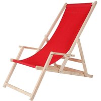 Mucola - Strandliege Holz Liegestuhl Gartenliege Sonnenliege Strandstuhl Faltliege - Rot von MUCOLA