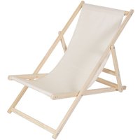 Strandliege Holz Liegestuhl Gartenliege Sonnenliege Strandstuhl - klappbar - Beige von MUCOLA