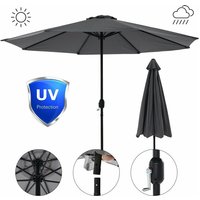 Strandschirm Sonnenschirm Grau Marktschirm Ø3m Beleuchtung Gartenschirm Ampelschirm Sonnenschutz Aufklappbar Kurbelschirm Balkonschirm UV-Schutz von MUCOLA