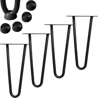 Tischbeine 4er Set Hairpin Leg Haarnadelbeine Tischgestell Tisch Tischkufen Legs Esstisch Harpins Tischbein 2 Streben Schwarz - 20 cm von MUCOLA