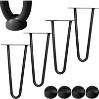 Tischbeine 4er Set Hairpin Leg Haarnadelbeine Tischgestell Tisch Tischkufen Legs Esstisch Harpins Tischbein 2 Streben Schwarz - 25 cm von MUCOLA