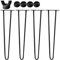 Mucola - Tischbeine 4er Set Hairpin Leg Haarnadelbeine Tischgestell Tisch Tischkufen Legs Esstisch Harpins Tischbein 2 Streben Schwarz - 45 cm von MUCOLA
