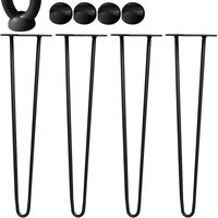 Mucola - Tischbeine 4er Set Hairpin Leg Haarnadelbeine Tischgestell Tisch Tischkufen Legs Esstisch Harpins Tischbein 2 Streben Schwarz - 71 cm von MUCOLA