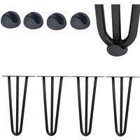 Mucola - Tischbeine 4er Set Hairpin Leg Haarnadelbeine Tischgestell Tisch Tischkufen Legs Esstisch Harpins Tischbein 3 Streben Schwarz - 36 cm von MUCOLA