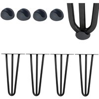 Tischbeine 4er Set Hairpin Leg Haarnadelbeine Tischgestell Tisch Tischkufen Legs Esstisch Harpins Tischbein 3 Streben Schwarz - 45 cm von MUCOLA
