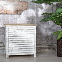 Truhe Wäschetruhe Aufbewahrungstruhe Shabby Stil weiß Holzkiste Lamellen Holzbox von MUCOLA