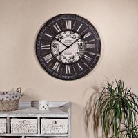 Wanduhr Dekouhr Bahnhofsuhr Metallrahmen 60cm schwarz antik Nebenuhr xxl römisch von MUCOLA