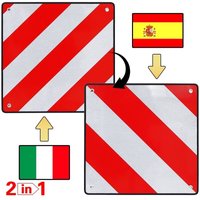 Warntafel Spanien Italien 50x50 2in1 Aluminium reflektierend Heckträger rot-weiß von MUCOLA