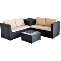 Xxl PolyRattan Sitzgruppe Garten Sofa Sitzgarnitur Gartenset Schwarz Auflagenbox von MUCOLA