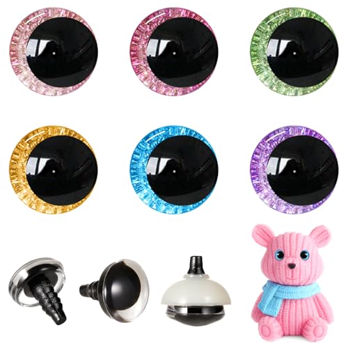 MUCUNNIA 24 Stück 30 mm 3D-Glitzer-Sicherheitsaugen zum Häkeln mit Unterlegscheiben, Mond-Häkel-Amigurumi-Augen zum Häkeln von Tieren, Bastelaugen, Puppenaugen, ausgestopfte Häkelaugen zum Basteln MUCUNNIA 24 Stück 30 mm 3D-Glitzer-Sicherheitsaugen zum Häkeln mit Unterlegscheiben, Mond-Häkel-Amigurumi-Augen zum Häkeln von Tieren, Bastelaugen, Puppenaugen, ausgestopfte Häkelaugen zum Basteln von MUCUNNIA
