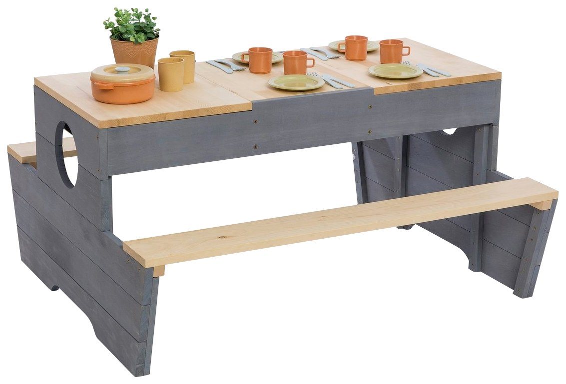 MUDDY BUDDY® Garten-Kindersitzgruppe Creator, Outdoor Spieltisch, natur - wolkengrau, FSC® - schützt Wald von MUDDY BUDDY®