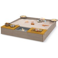 MUDDY BUDDY Sandkasten »Wild Cat«, BxHxL: 120 x 20 x 120 cm, Massivholz, ab 3 Jahren - grau | gelb von MUDDY BUDDY