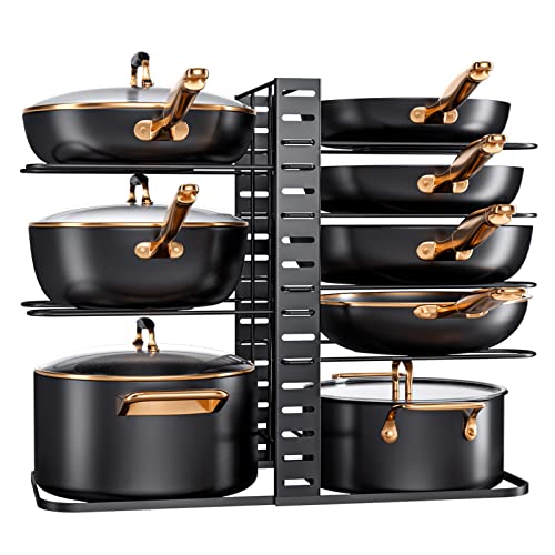 MUDEELA Topf- und Pfannen-Organizer, 8-stöckig Topf-Organizer, 38cm Strapazierfähig, Verstellbar, für Küchenschrank, Organizer und Aufbewahrung von MUDEELA