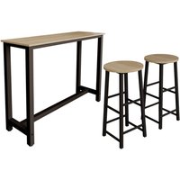 Bartisch mit 2 Barhockern Metallbeine 140x100x40cm Bartresen küche Modell Ani Schwarz und Sonoma Bartisch mit 2 Barhockern Metallbeine 140x100x40cm Bartresen küche Modell Ani Schwarz und Sonoma von MUEBLES BONITOS
