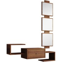 Muebles Bonitos - Flurmöbel mit Spiegel Dielenmöbel Hängend 1 Schublade Wandgarderobe Korridormöbel 99,5x145x22cm Farbe Walnuss Ambar Modell Neo von MUEBLES BONITOS