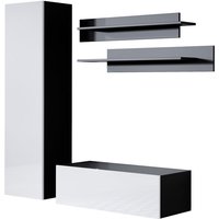 Muebles Bonitos - Wohnwand Mediawand Möbel tv TV-Schrank Wohnzimmer Wohnmöbel Anbauwand Möbelkombination Hängend 160cm Schwarz mit Weiß Glanz Luke 1D von MUEBLES BONITOS