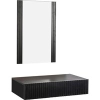 Schminktisch geriffelt mit Schublade und Spiegel Hängemöbel Farbe Schwarz Modell Velia von MUEBLES BONITOS