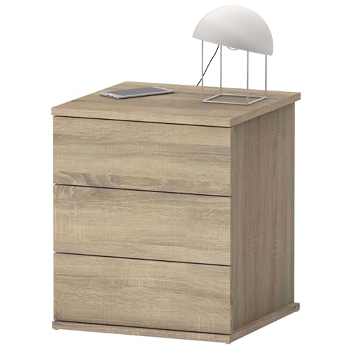 Muebles Pitarch | Nachttisch 3 Schubladen mit Metallführungen, Cambrian Eiche, 48,5x41x40 cm (Höhe x Breite x Tiefe), Kleine Kommode, Modern, Modell Dana von MUEBLES PITARCH