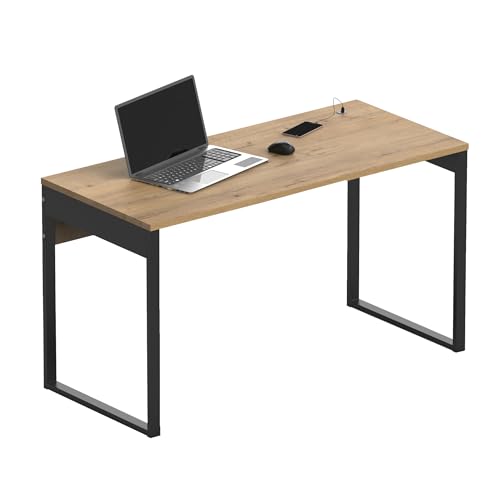 Muebles Pitarch | Bürotisch mit Metallbeinen, Schreibtisch, Computertisch oder Studientisch, Gold Eiche, 76x135x60 cm (Höhe x Breite x Tiefe), modern, Modell Nexus von MUEBLES PITARCH