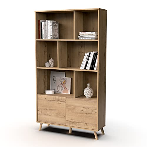 MUEBLES PITARCH Oslo Bücherregal aus Spanplatten und Melamin mit hoher Dichte, Eiche Gold, 179 x 100 x 30 cm von MUEBLES PITARCH