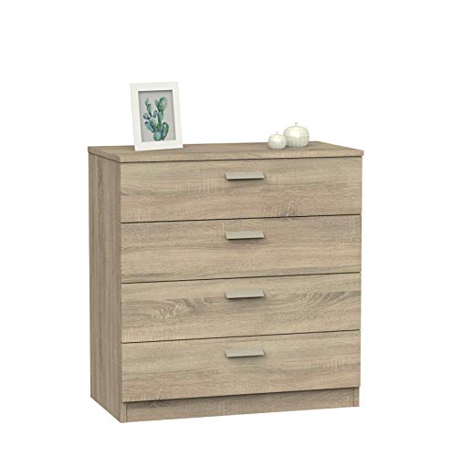 Muebles Pitarch | Kommode 4 Schubladen mit Metallführungen, Schlafzimmerkommode, Cambrian Eiche, 78x74x40 cm (Höhe x Breite x Tiefe), Kollektion Tibet von MUEBLES PITARCH