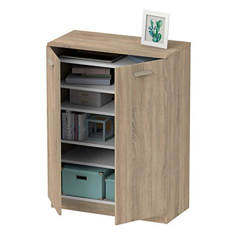 Muebles Pitarch | Multifunktionaler Schuhunterschrank mit 2 Regalen für Büros, Galerien, Küchen, 101x74x36 cm (Höhe x Breite x Tiefe), Eiche Cambrian, Tibet Kollektion von MUEBLES PITARCH