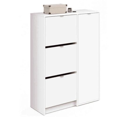 Muebles Pitarch | Eingangsschuhkipper Botero, 25 Paar Schuhe, mit 3 Türen und 2 verstellbaren Regalböden, Hochglanz Weiß, 122x85x37 cm, Modell Trevi Muebles Pitarch | Eingangsschuhkipper Botero, 25 Paar Schuhe, mit 3 Türen und 2 verstellbaren Regalböden, Hochglanz Weiß, 122x85x37 cm, Modell Trevi von MUEBLES PITARCH