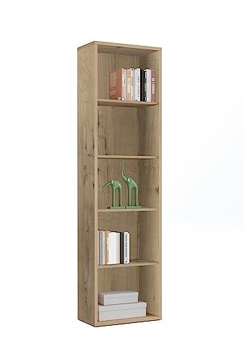 Muebles Pitarch | Bücherregal für Büro oder Arbeitszimmer mit 4 Regalen, Wohnzimmer-Bücherregal, Gold Eiche, 196,5x51,5x33 cm (Höhe x Breite x Tiefe), einfach, elegant und robust von MUEBLES PITARCH