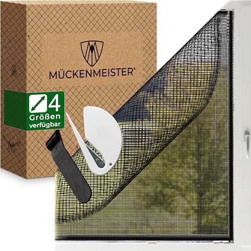 MÜCKENMEISTER® Fliegengitter Fenster (120x240cm, schwarz) aus Glasfaser - Fliegengitter zuschneidbar - Insektenschutz Fenster mit Klebestreifen - Fliegennetz Fenster - Mückennetz Fenster von MÜCKENMEISTER