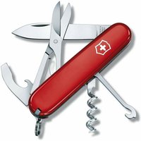 Schweizer Taschenmesser Victorinox Compact 1.3405 Rot mit 15 Funktionen inklusive Schere und einem Mehrzweckhaken mit integrierter Nagelfeile von Victorinox