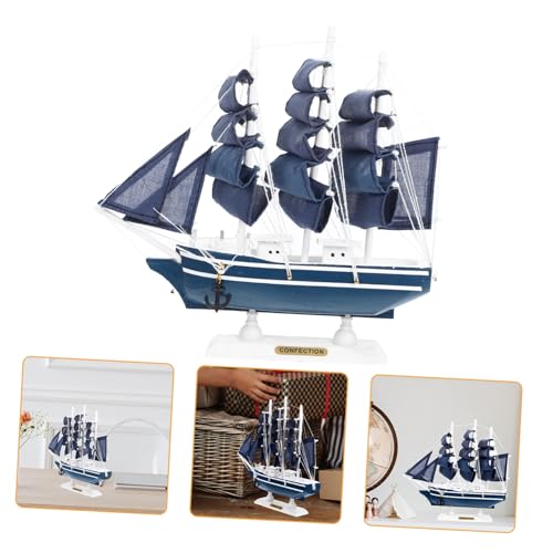 MUELODSIC 1 Stück Retro Holz Segelboot Modell Dekoratives Schiffsmodell für Schreibtisch Wohnzimmer und Büro Kreative Deko für Freunde von MUELODSIC