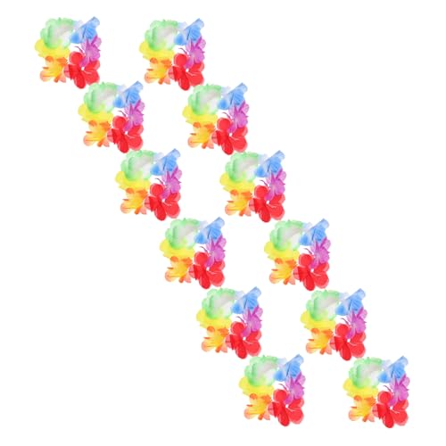 MUELODSIC 10 Paare Hawaiische Handdekoration Armbänder mit Künstlichen Blumen Elastische Luau Blumenkränze für Tropische Partys Festliche Bequeme Sommerarmbänder für Frauen von MUELODSIC