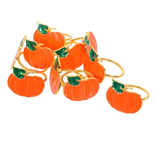 MUELODSIC 10 Stück Teiliges Halloween Kürbis mit Grünen Blättern Metall Langlebig Wiederverwendbar Herbstliche Tischdekoration für Thanksgiving Party und Festliche Dinner von MUELODSIC