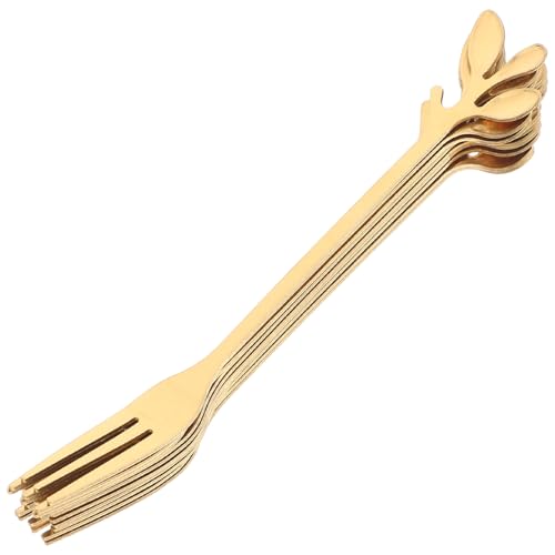 MUELODSIC 10 Stück Teiliges Kleine Goldfarbene Edelstahl Gabeln mit Blattdesign Multifunktionale Obst Dessertgabeln Tragbar und Leicht für Party Picknick Hochzeit und Kaffeegenuss MUELODSIC 10 Stück Teiliges Kleine Goldfarbene Edelstahl Gabeln mit Blattdesign Multifunktionale Obst Dessertgabeln Tragbar und Leicht für Party Picknick Hochzeit und Kaffeegenuss von MUELODSIC