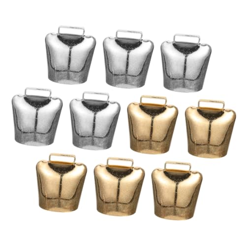 MUELODSIC 10 Stück Teiliges Retro Livestock Glocken Kleine Laute Kuhglocken mit Vintage Farben als Weihnachtsdeko und DIY Bastelglöckchen für Haustierhalsbänder und Festliche von MUELODSIC