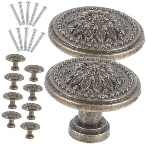 MUELODSIC 10 Stück Teiliges Runde Schubladengriffe aus Zinklegierung Vintage Antik Stil Langlebige Möbelknöpfe für Küche Bad Schrank Einfache Montage Vielseitig und Dekorativ Klassische von MUELODSIC