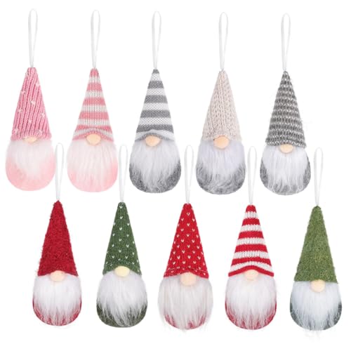 MUELODSIC 10 Stück Teiliges Weihnachtswichtel Hängedekor aus Leicht und Robust mit Aufhängeband für Weihnachtsbaum Tür Wand und Partydekoration Bunte Gnom Puppen für Festliche Atmosphäre von MUELODSIC