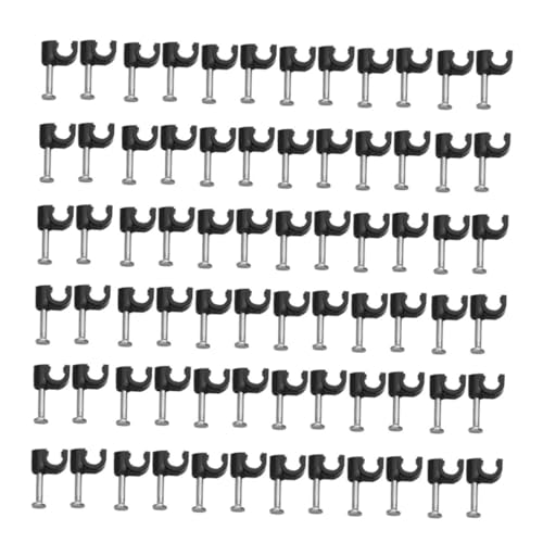 MUELODSIC 100 Stück Kunststoff Kabelclips Drahtklemme für Telefonleitung Kabelführung Wandbefestigung Schwarz Schraubbar Kabelhalter Organizer von MUELODSIC