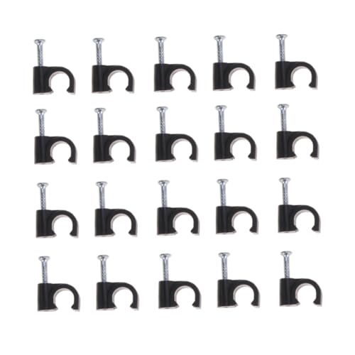 MUELODSIC 100 Stück Schwarze Kunststoff Kabelclips Kabelhalter für Stromkabel Telefonleitung Drahtklemme Organizer Kabelbefestigung für Glatte Oberflächen Büro und Zuhause von MUELODSIC