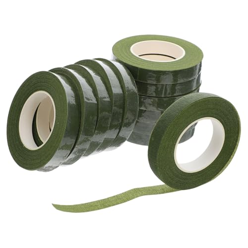 MUELODSIC 12 Stück Teiliges Floristenband Breit Yards Grün Selbstklebendes Blumendraht Klebeband für Blumenstielverpackung Bouquet Wickelband für Hochzeitssträuße und Bastelarbeiten von MUELODSIC