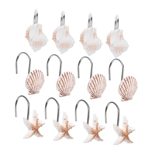 MUELODSIC 12 Stück Teiliges Resin Duschvorhang Haken in Meeres Muschel Design Rostfrei Dekorative Badvorhang Aufhänger Strapazierfähig und Vielseitig für Badezimmer Vorhänge MUELODSIC 12 Stück Teiliges Resin Duschvorhang Haken in Meeres Muschel Design Rostfrei Dekorative Badvorhang Aufhänger Strapazierfähig und Vielseitig für Badezimmer Vorhänge von MUELODSIC