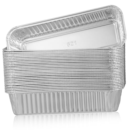 MUELODSIC 125 Stück Teiliges Aluminium folienbackblech Rechteckige Einweg folienbehälter mit Verstärkten Wänden Große Kapazität für Backofen Grill Buffet und Familienfeiern Hitzebeständig von MUELODSIC