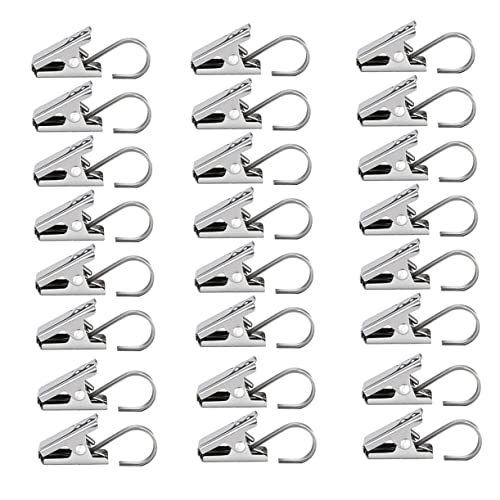 MUELODSIC 1Satz Vorhang Clips mit Haken Rostfrei und Praktische Gardinen Klammern für Duschvorhänge und Dekoration Einfache Installation und Langlebig von MUELODSIC