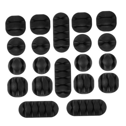 MUELODSIC 2 Satz Kabel Organizer Clips aus Flexiblem Tpr Multi loch Kabelhalter Set mit Klebepad für Schreibtisch Kabelbefestigung und Kabelaufwicklung Schwarz Vielseitig und Langlebig von MUELODSIC
