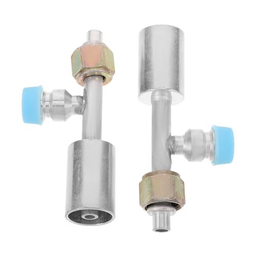 MUELODSIC 2 Stück Aluminium Kühlmittelschlauch Adapter mit Abnehmbarem Luftkompressor Kupplung und Integriertem Druckventil Einsetzbar für Auto-klimaanlagen Einfache Montage Schnelle von MUELODSIC