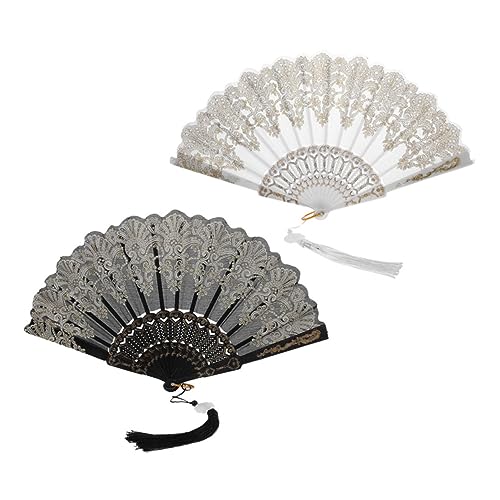 MUELODSIC 2 Stück Chinesische Falt-handfächer mit Gesticktem Blumenmuster Robustes Design Leicht für Tanz Fotografie Hochzeit Party und Sommergebrauch von MUELODSIC
