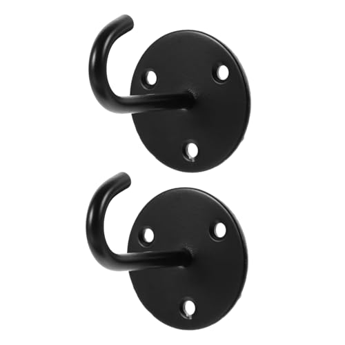 MUELODSIC 2 Stück Deckenhaken aus Schwarz Schwer Belastbar Retro Design Wandbefestigung für Kleidung und Dekoration für Zuhause von MUELODSIC