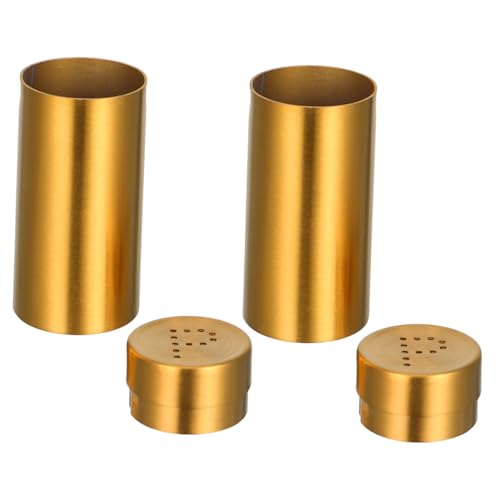 MUELODSIC 2 Stück Edelstahl Gewürzstreuer mit Deckel Nachfüllbare Salz Pfefferflaschen Präzise Mahlfunktion Glasgewürzglas für Küche und Esstisch Goldfarben Leicht zu Reinigen Vielseitig für von MUELODSIC