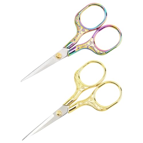 MUELODSIC 2 Stück Edelstahl Scheren Retro Nähschere Bastelschere Stickschere für Handarbeit Haushalt Büro Vielseitig Schneidende Kreativscheren mit Ergonomischem Griff MUELODSIC 2 Stück Edelstahl Scheren Retro Nähschere Bastelschere Stickschere für Handarbeit Haushalt Büro Vielseitig Schneidende Kreativscheren mit Ergonomischem Griff von MUELODSIC