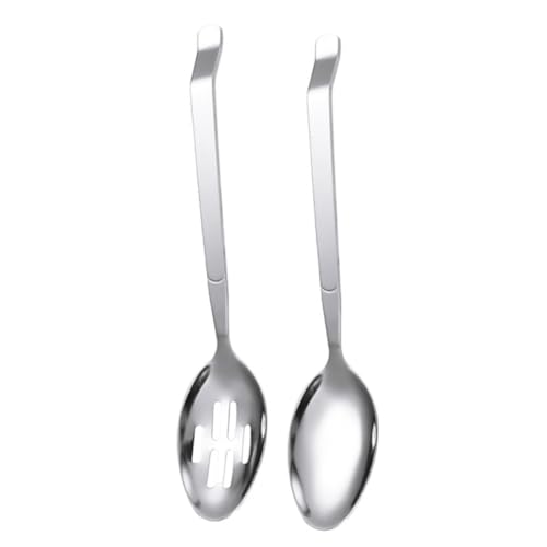 MUELODSIC 2 Stück Edelstahl Servierlöffel Ovaler Public Spoon mit Siebfunktion Leichtes Hygienisches Küchenutensil für Buffet Restaurant und Zuhause Spülmaschinenfest und Praktisch von MUELODSIC